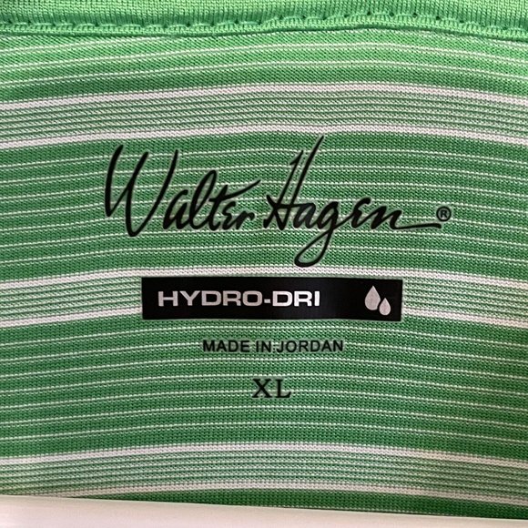 Walter Hagen Polo Shirt Short Sleeve Mens Size XL Green Striped Golf Logo - Picture 3 of 7